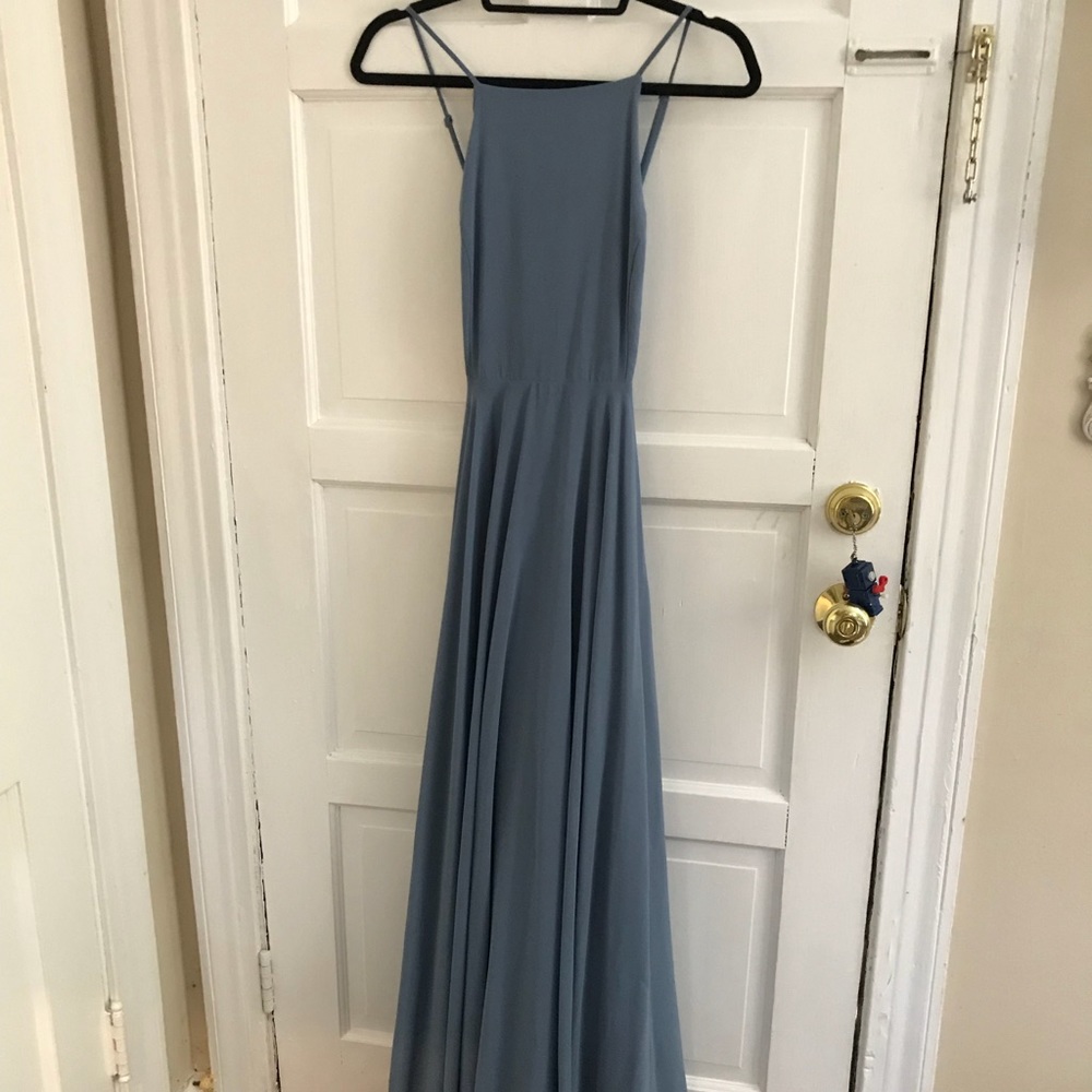 Floor length light blue dress